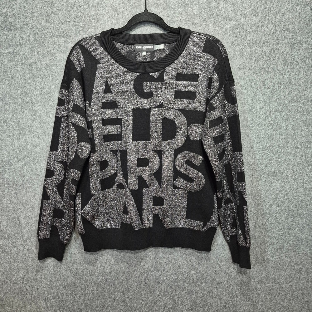 Karl Lagerfeld Paris Crewneck Sweater S Glitter Chic Funky Party Holiday